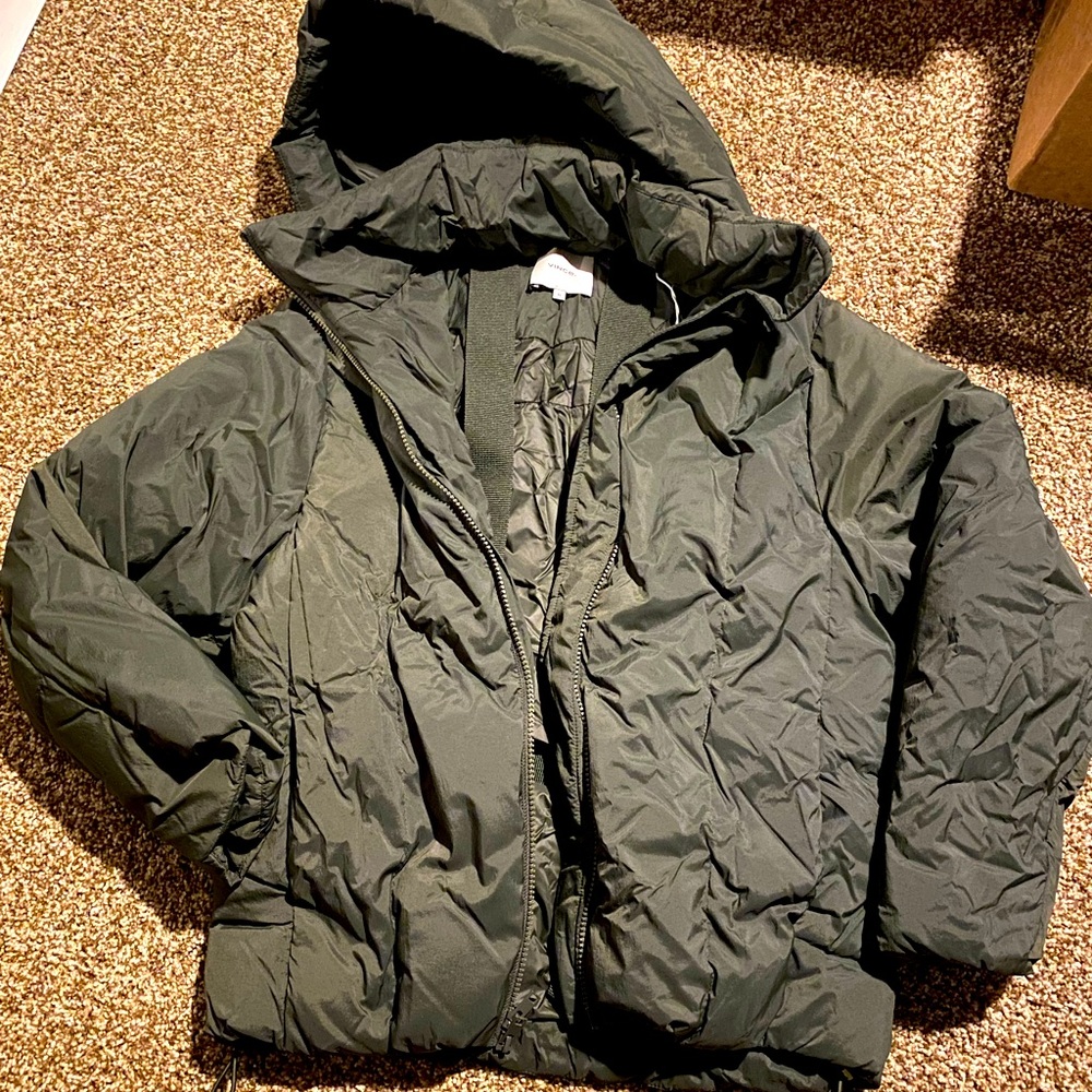 Vince Eden Hooded Puffer Zip Up Down Jacket Coat